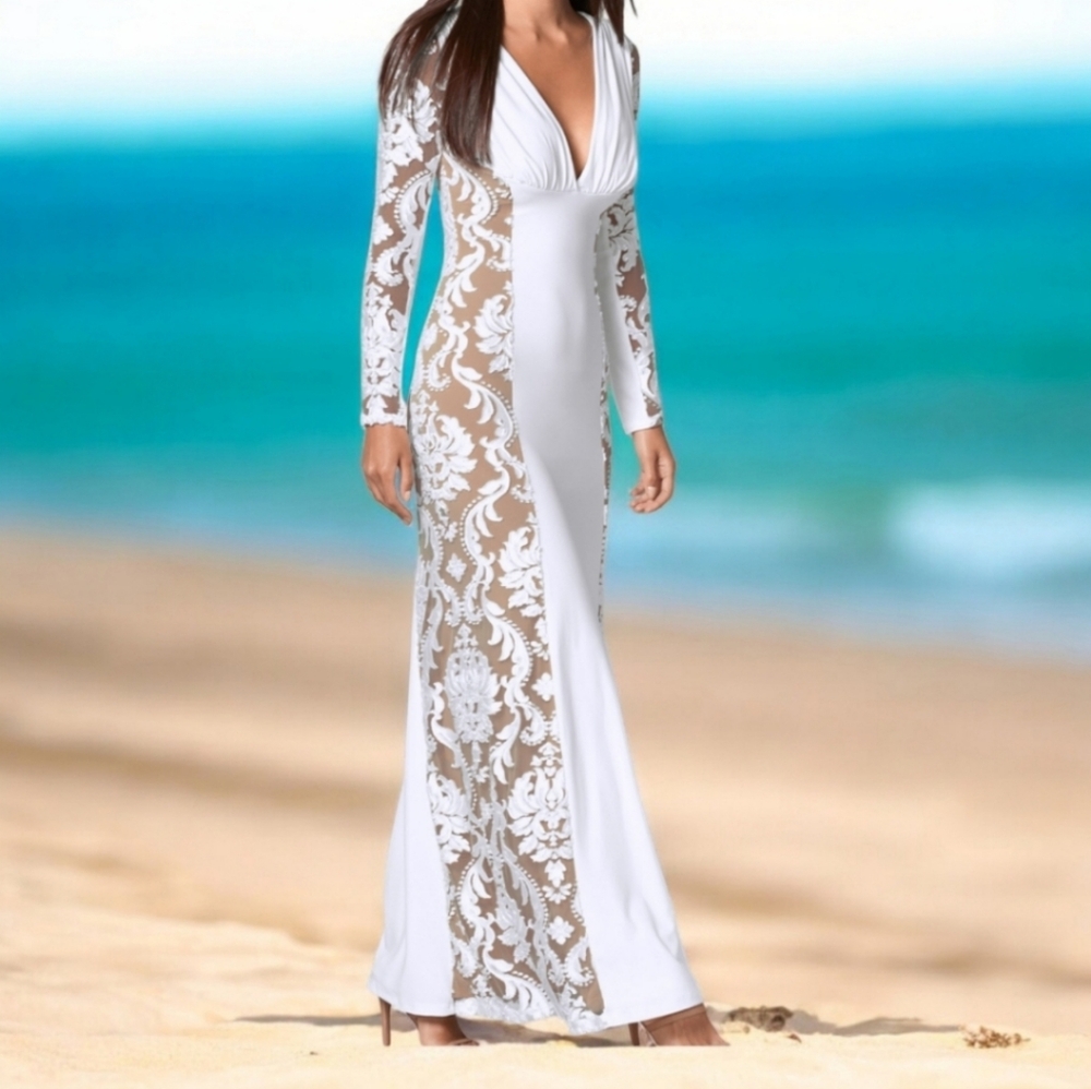VENUS Elegant White Lace Dress